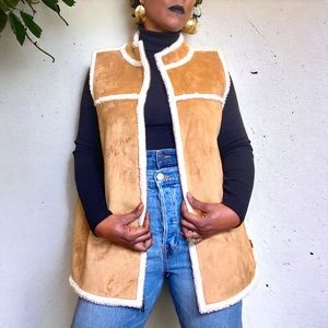 Vintage faux shearling Liz Claiborne Woman brand zip-up vest.